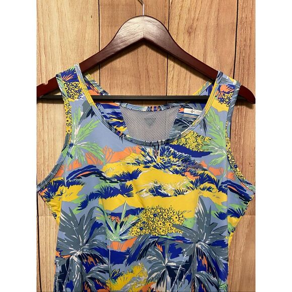 Columbia XL Midway Outlet Bay Dress PFG blue yellow green tropical - Picture 3 of 8